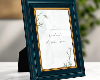 Personalized Handmade Picture Frame, Custom Black & Gold Rustic Frame, Customizable Gift, Vintage Style Photo Frame