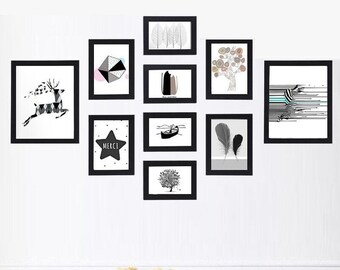 Premium Gallery Wall Frame Set 10 in Black, Modern Gallery Wall for Living Room, Bedroom, Staircase, Frames for Wall Gallery, Décor