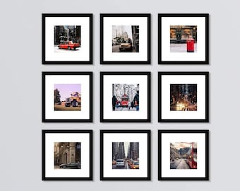Gallery Wall Set of 9 Frames 12x12" For 8x8" Square Black / White/ Walnut/ Oak Effect Frames Fast Delivery
