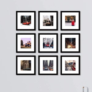 Gallery Wall Set of 9 Frames 12x12&quot; For 8x8&quot; Square Black / White/ Walnut/ Oak Effect Frames Fast Delivery