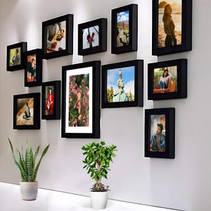 Photo Picture Frame Set - Modern 12 pieces picture photo frame set black frame wall hanging picture frame set home decor
