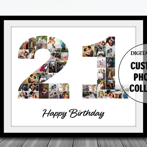 21st Birthday Photo Collage print / digital print / gifts for him / gifts for her / birthday / personalised / special birthday /