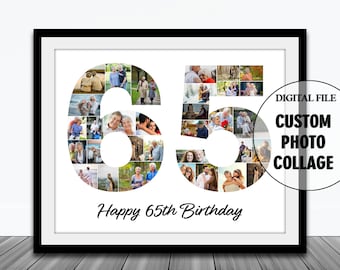 65th Anniversary Gift, 65 Photo Collage, 65th Birthday Gift, 65th Wedding Anniversary Digital Print, 65 Year Old Birthday Gift, Collage Art