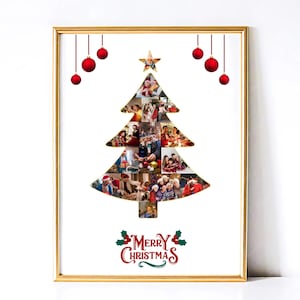 Custom Christmas Photo Collage in Xmas, Family Tree Collage, 2025 New Year Gift, Xmas Gift Ideas,Personalized Christmas Gift for Her