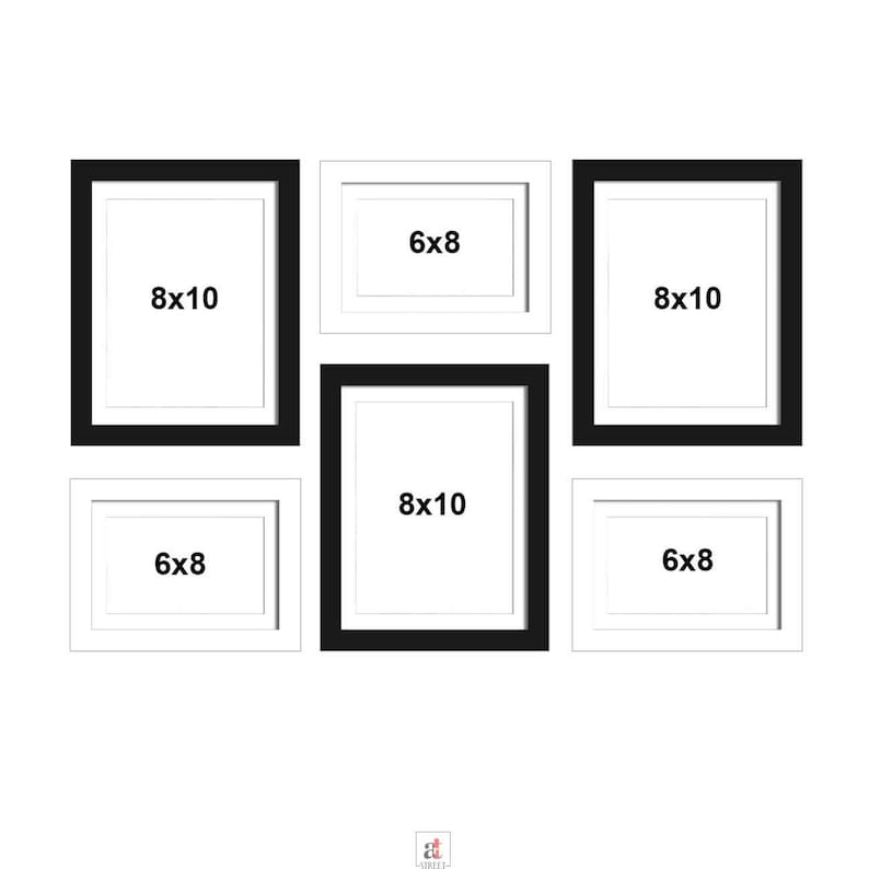 Gallery Wall Frame Set of 6 Picture Frames in Black & White Etsy