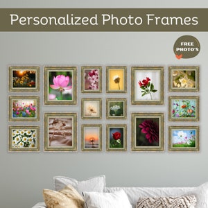 16 pcs Green Antique Style Wooden Photo Frame - 5x5, 5x7, 6x8 & 8x10 Picture Frame Rustic Frame - Sustainable Frames - Vintage Picture Frame