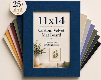 Velvet Hand Wrapped Custom Picture Matting, Choice Colored Photo Matting, 11x14 Display Photo Mat