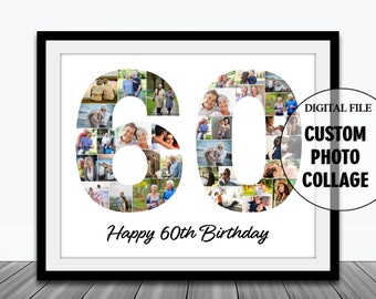 Geschenke zum 60. Geburtstag für Frauen, Geschenk zum 60. Geburtstag für Männer, Geschenk zum 60. Jahrestag, Ideen zum 60. Geburtstag, Geschenk zum 60. Geburtstag der Mutter, Fotocollage-Geschenk