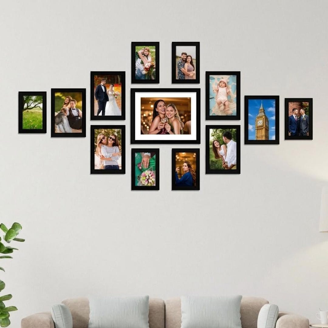 13 Piece Black Gallery Wall Frame Set, 8x10 5x7 4x6 Picture Frames ...