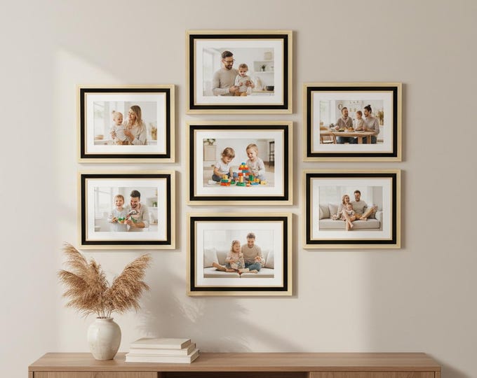 Black Gallery Wall Frame Set: Solid Wood Oak Frames (8x10, 11x14, 12x16 ...