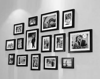 Black and White Framed Photos Wall Display - Modern Picture Frame Gallery for Home Decor