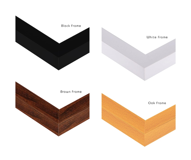 Peut inclure: Quatre options de cadres diff&eacute;rents&nbsp;: noir, blanc, marron et ch&ecirc;ne. Chaque cadre est pr&eacute;sent&eacute; sous la forme d&rsquo;un coin.