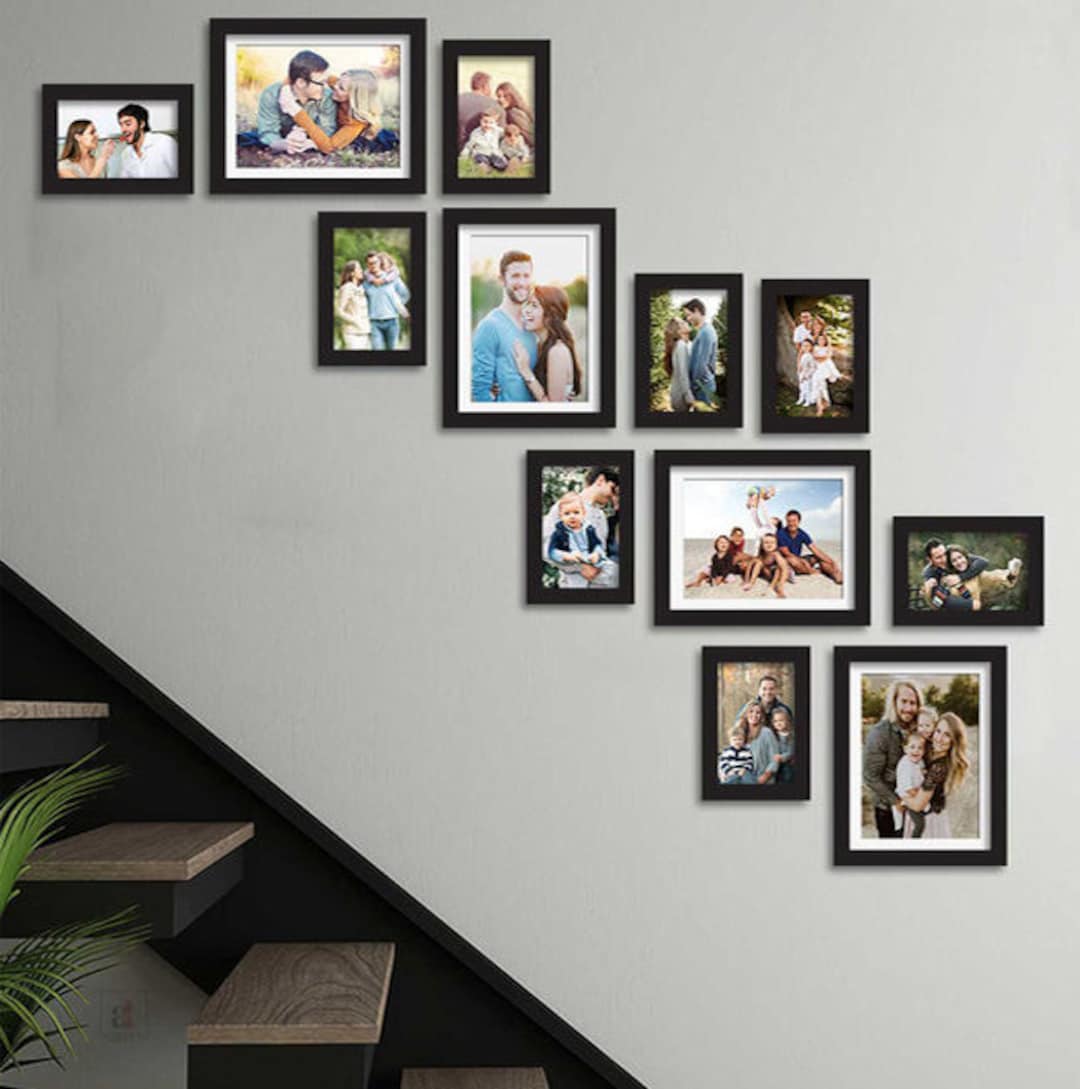 MDF Black and White Set of 10 Picture Frames for Wall Hanging, For