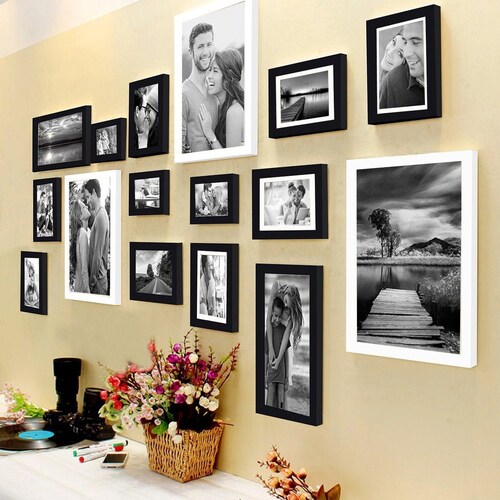 13 Pieces Solid Wood Wall Mount Photo Frame Set Gallery Wall Etsy