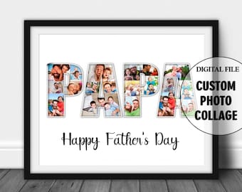 PAPA Photo Collage, Collage de fotos personalizado, Regalo personalizado, Regalos para papá, Regalo de cumpleaños para él, Regalo del Día del Padre, Archivo Digital