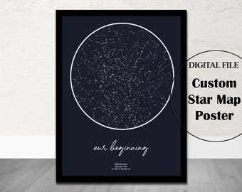 Custom Star Map, Night Sky Print, Star Map Poster, Wedding Gift, Constellation, Wedding Anniversary Gift, Personalized Gift, Engagement Gift