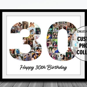 30th Birthday Photo Collage print / digital print / gifts for him / gifts for her / birthday / personalised / special birthday /