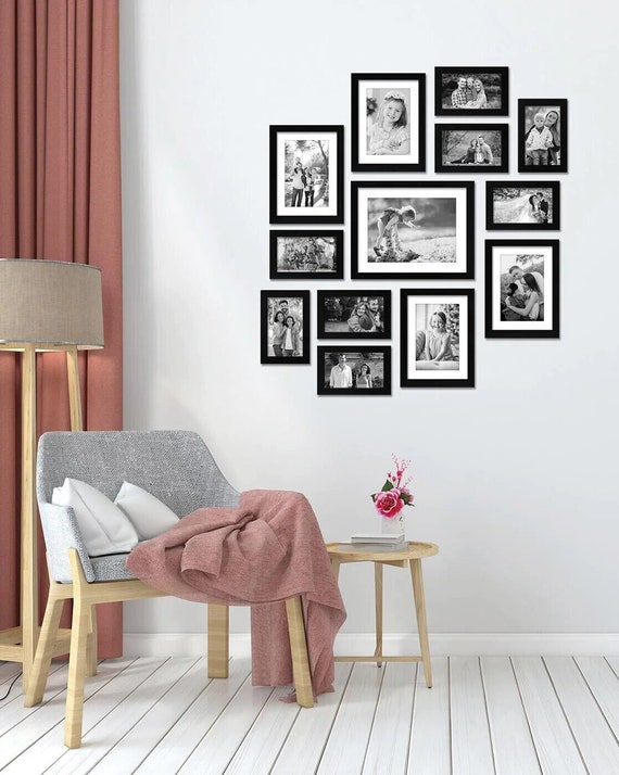 Juego de marcos para fotos-Juego de marcos para fotos modernos de 13  piezas, marco negro para colgar en la pared, conjunto de marcos para fotos,  decoración del hogar -  México