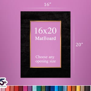 Double passe-partout 16 x 20 velours premium | Idéal pour les oeuvres d'art et la photographie | Choisissez n'importe quelle taille et couleur d'ouverture | Tapis décoratif personnalisé