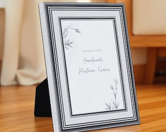 Personalized Handmade Picture Frame | Rustic Silver Photo Frame | Custom Tabletop Décor | Unique Gift for Her or Him