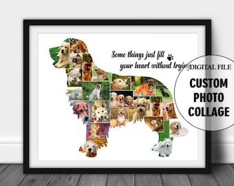 Golden Retriever Gifts, Golden Retriever Art, Dog Collage Picture, Dog Collage Digital, Personalized Photo Collage, Collage Print, Wall Art