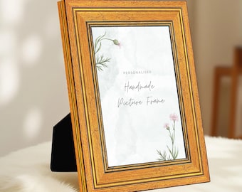 Personalized Handmade Wooden Picture Frame | Golden Rustic Photo Frame for Home Décor | Unique Gift Idea | Custom Tabletop Frame