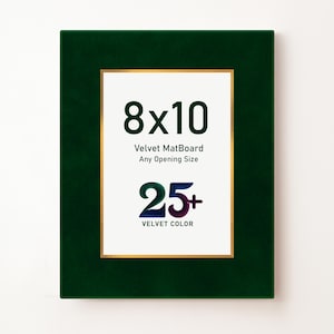 8x10 Velvet Mat Board with Gold Core | Custom Photo Mat | Over 25 Velvet Colors | Any Opening Size | Frame Mat for Wall Art