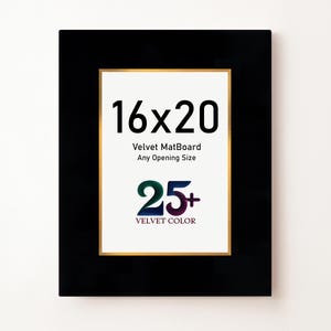 16x20 Velvet Premium Double MatBoard | Best for Artwork and Photography | Choose Any Opening Size & Color | Custom Picture MatBoard