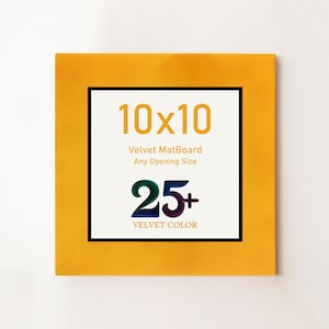 10x10 Velvet Mat Board with Custom Opening | Rich Velvet Photo Mat | 25+ Color Options | Perfect for Framing, Gifts & Wall Decor