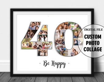 Collage de photos d'anniversaire, cadeau personnalisé pour 40e anniversaire, 40e anniversaire collage personnalisé, fichier numérique !