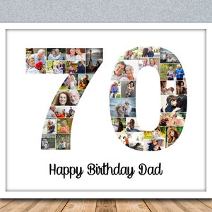 70th Birthday Photo Collage-70 Year Photo Collage-Number 70 Photo Collage-Seventy 70 Birthday Collage-Printable Collage-Birthday Gift image 2