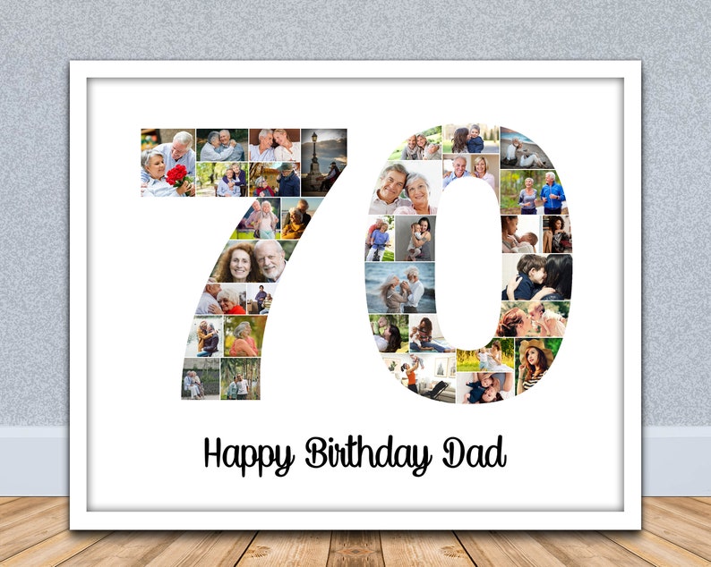 70th Birthday Photo Collage-70 Year Photo Collage-Number 70 Photo Collage-Seventy 70 Birthday Collage-Printable Collage-Birthday Gift image 2