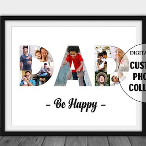 Maßgeschneiderte DADDY Collage Druck Fotos Vater Papa Weihnachtsgeschenk Wort Kunst Frohe Weihnachten Geburtstag Vatertag