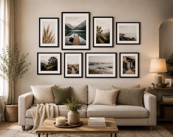 8 Piece Black Gallery Wall Frame Set, Modern Picture Frames with Mats, Collage Photo Frame Set, Wall Decor for Living Room Bedroom Office