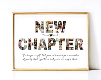 Personalised New Chapter Gift, Farewell Custom Gift Collage, Coworker Leaving Gift, Moving Away Gift, Next Chapter Goodbye Poster