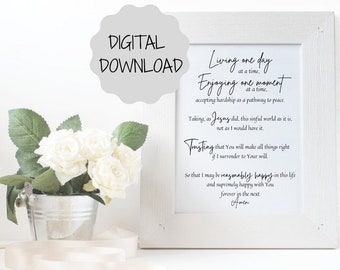 Serenity Prayer Wall Art featuring the full version from Celebrate Recovery addiction recovery 12 steps. Printable Serenity Prayer svg