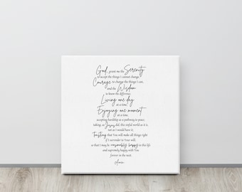 Serenity Prayer full version Canvas Wall art from addiction recovery like alcohol anonymous 12 step program celebrate recovery