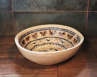 Embroidery Countertop Ceramic Washbasin - Hand-Painted Tradition in Your Bathroom, Folk Washbasin, countertop washbasin