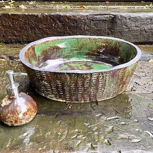 Handmade Ceramic Countertop Sink Lazur – Unique Oval Design, Artistic Glaze, Customizable Soap Dish Click-Clack DrainSnow Queen - luxurious