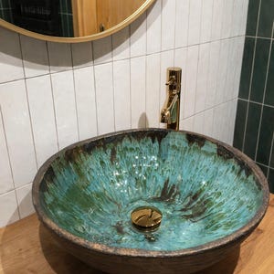 PREMIUM!! Luxuriöses Waldwaschbecken – Ein einzigartiges Kulturerbe-Kunststück für Ihr Badezimmer, handgefertigtes Aufsatzwaschbecken, handgefertigtes Waschbecken, Aufsatzwaschbecken