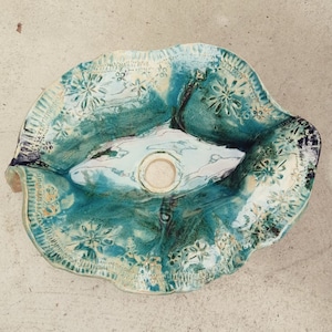 Turquoise washbasin, ceramic washbasin, handmade washbasin, interesting washbasin, artistic washbasin, countertop washbasin, made to order