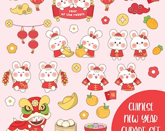 CHINESE NEW YEAR clipart, new year clipart, RABBIT, RABBIT YEAR, 2023 CHINA