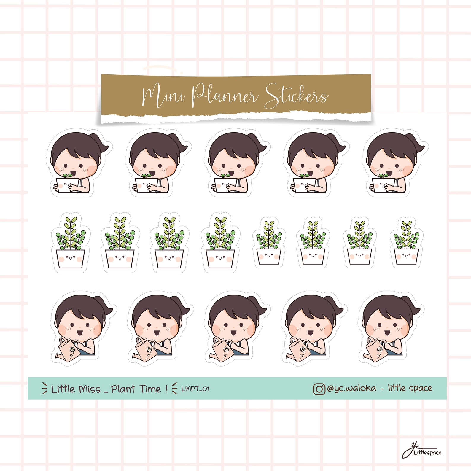 Little Miss_plant Time_lmpt_01 Hobonichi Printable Doodle - Etsy