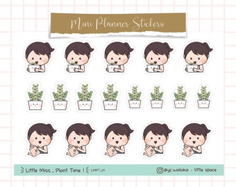 Little Miss_Plant Time_LMPT_01 | Hobonichi printable, Doodle Stickers, Bullet Journal Stickers, Digital Printable Planner Stickers