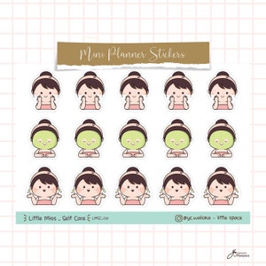 Little Miss_Self Care_LMSC_02| Hobonichi printable, Doodle Stickers, Bullet Journal Stickers, Digital Printable Planner Stickers