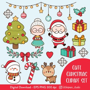 Weihnachten Clipart, Weihnachten Clipart, Weihnachten Clipart, Weihnachtsmann Clipart, Kawaii Weihnachten Clipart, Schneemann Clipart, Weihnachten Clipart Digital Printable