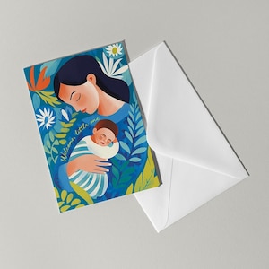 Tarjeta de nuevo bebé / Tarjeta de bienvenida al mundo para el pequeño / Madre y bebé / Nueva mamá / Nuevos padres / Tarjeta de bebé de género neutro / Bebé nuevo unisex