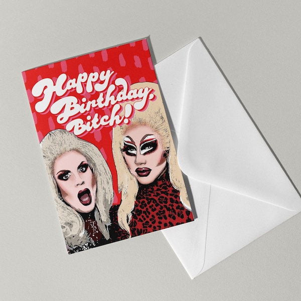 Drag Queen Trixie Mattel Katya Zamo birthday card l  | Rupauls Drag Race | 30th Birthday | Birthday Card For Friend