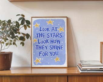 Look At The Stars Print A5-A2 | Wall Art | Poster | Bedroom Decor | Nursery Print