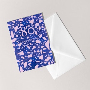 De 80 terrazzo-verjaardagskaart | Tachtigste mijlpaal